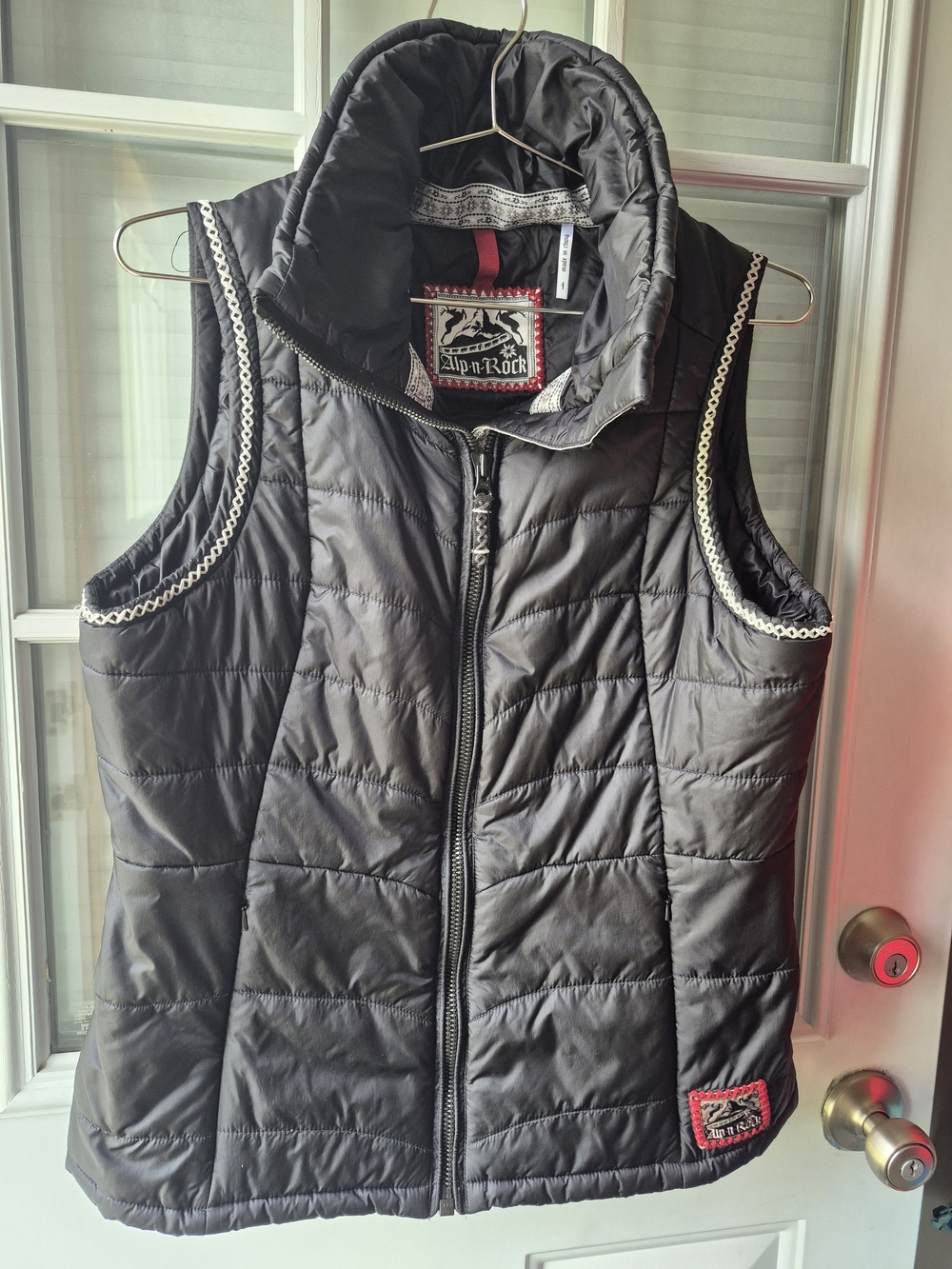 Alp N Rock Black Quilted Zip-Up Vest with Trim